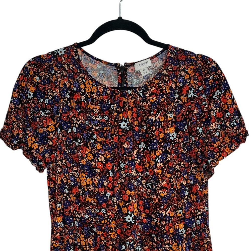 J. Crew Floral Tiered Short Puff Sleeve Dress Size XS - Picture 4 of 11